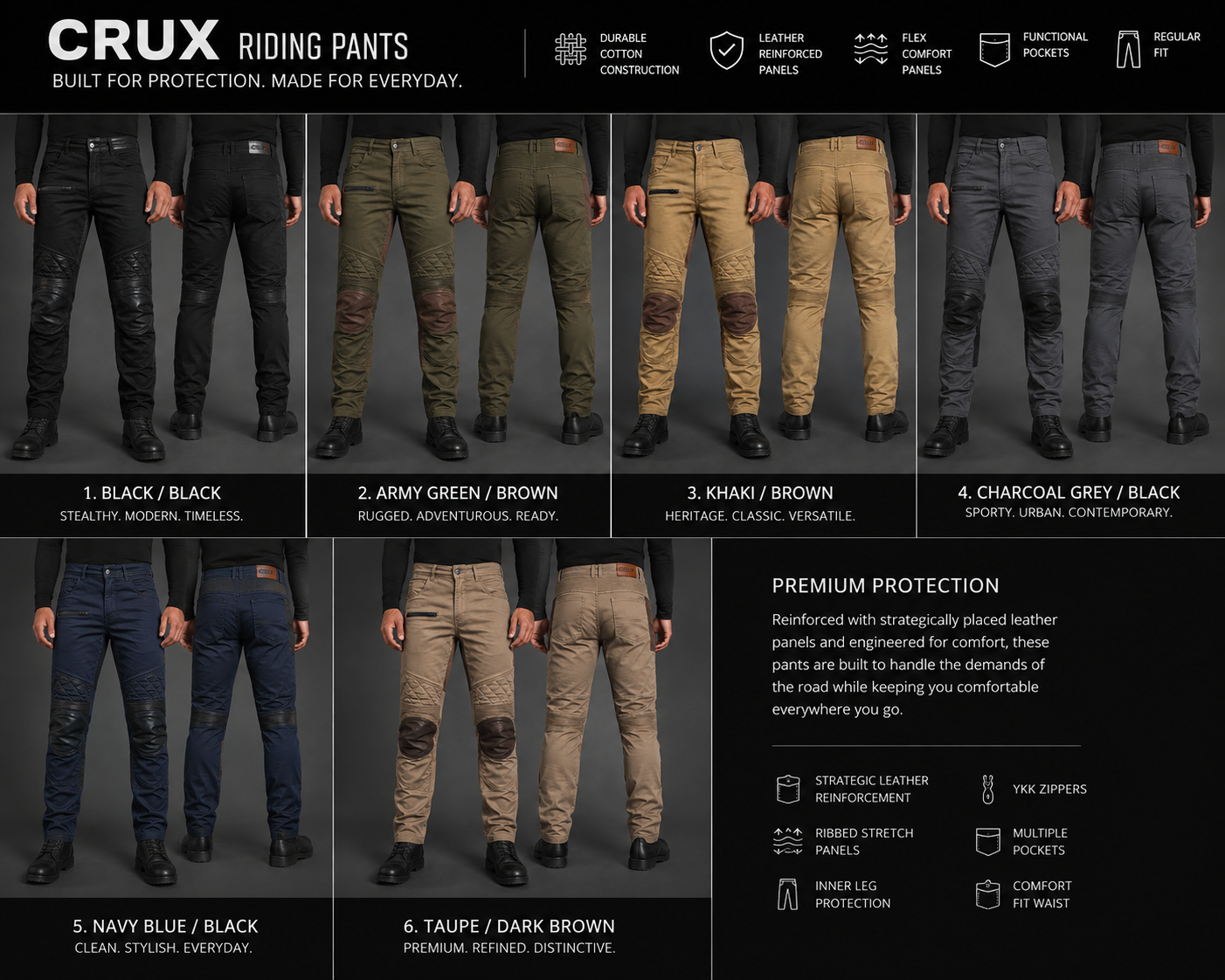 CRUX Urban-Ride Cotton Motorcycle Trousers