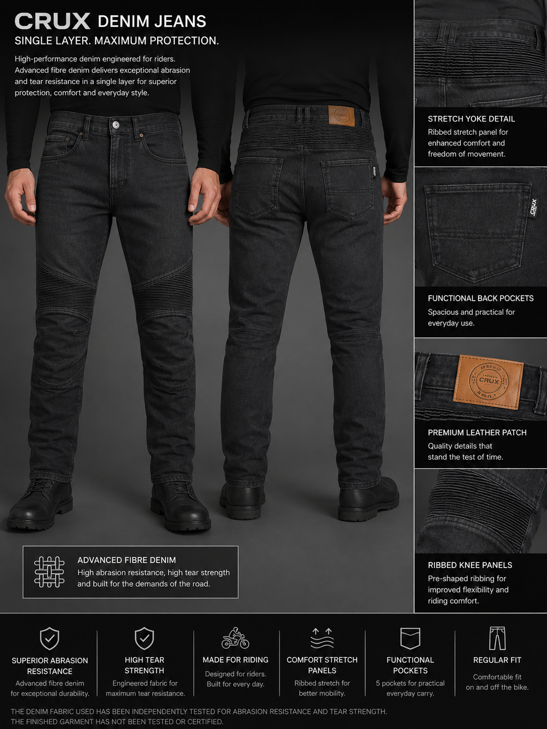 Crux Single-Layer Motorcycling Riding Denim