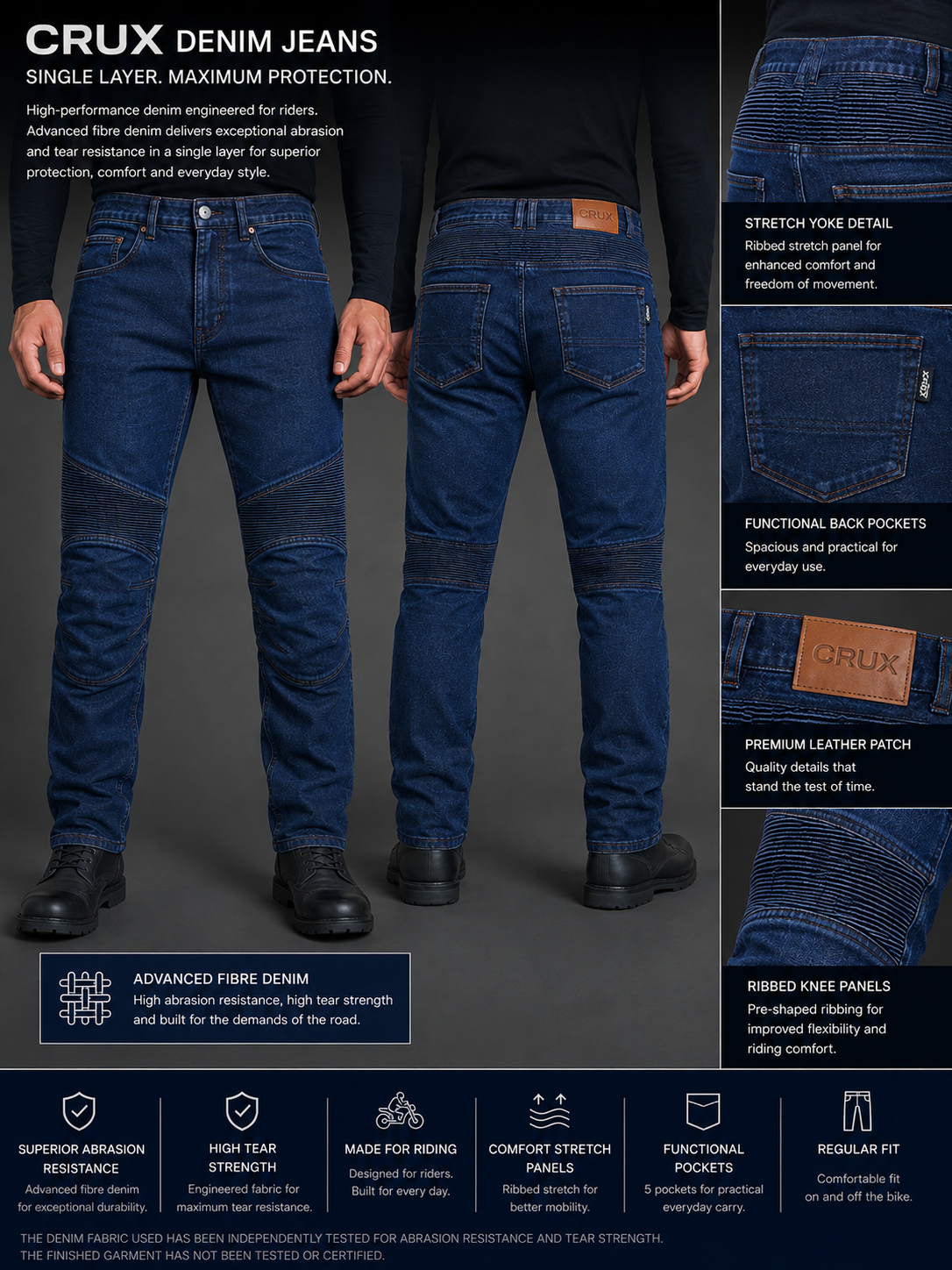 Crux Single-Layer Motorcycling Riding Denim